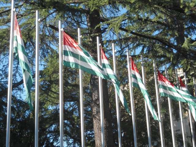 Abkhazian flags in Sukhum