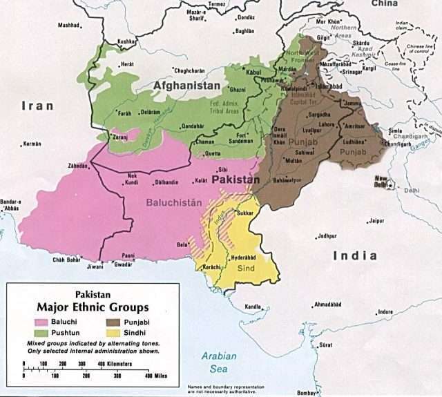 Balochi in Pakistan and Afghanistan map