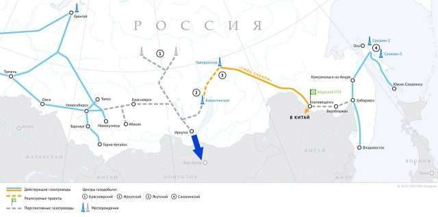 Gazprom Power of Siberia gas pipeline map