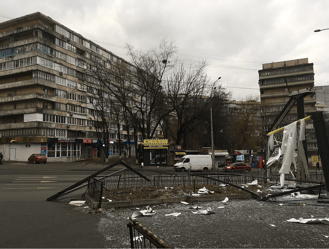 Kyiv buildings after missiles attack