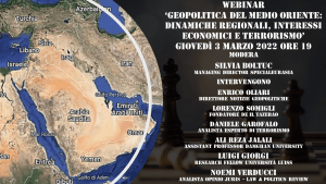 Webinar “Geopolitica del Medio Oriente: dinamiche regionali, interessi economici e terrorismo”