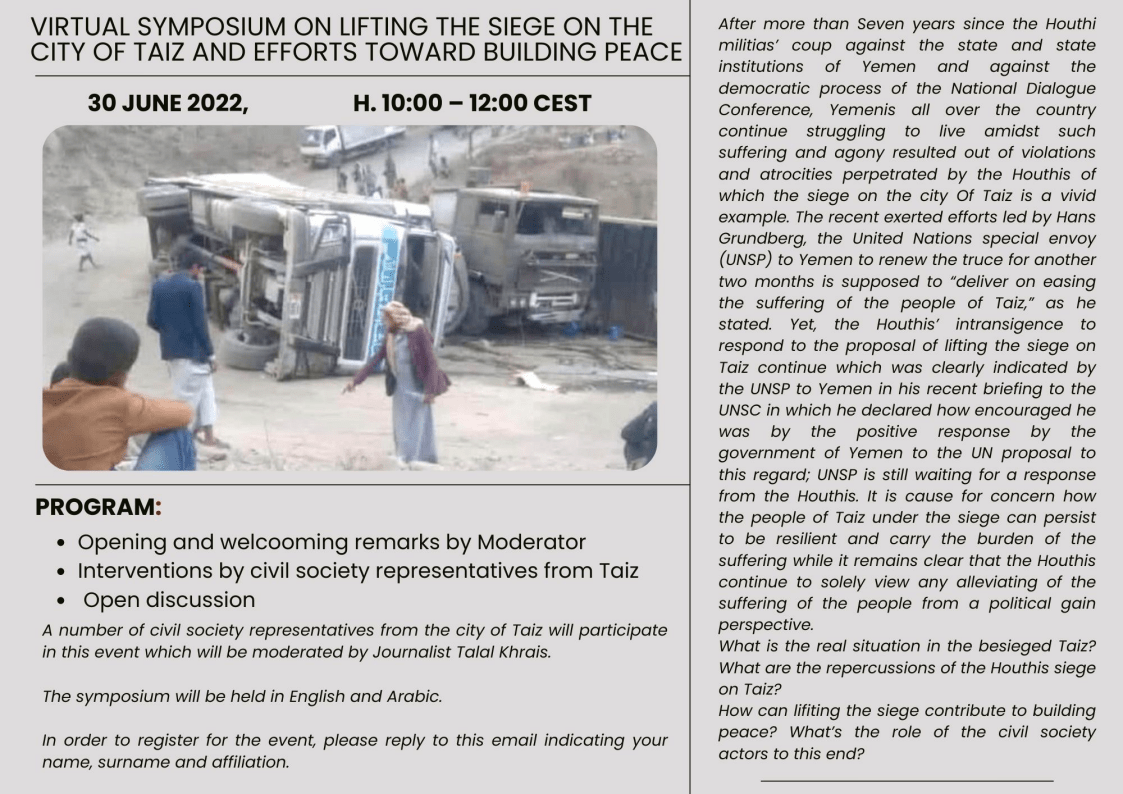 Symposium on Yemen and siege of Taiz