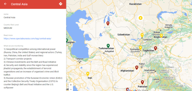 Central Asia SpecialEurasia Risk Monitoring Map
