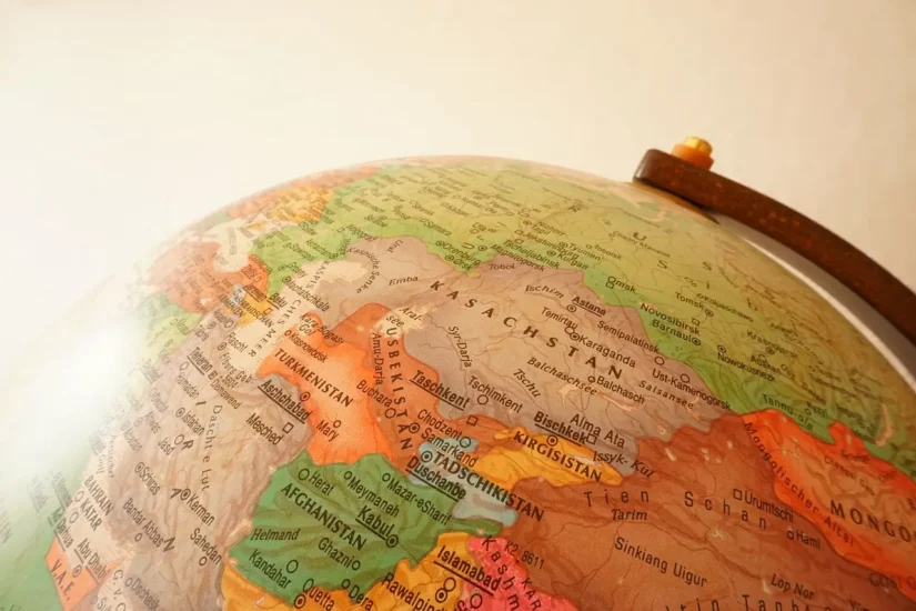 Central Asia map globe