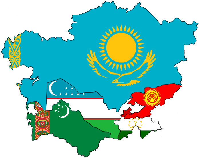 Central Asia: Flag map