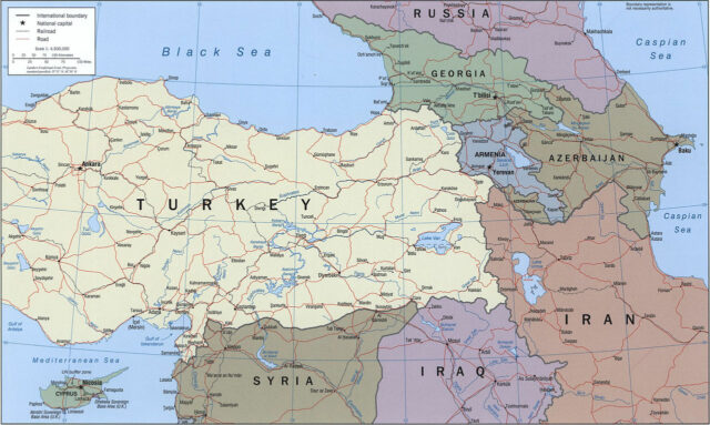 Russia, Turkey and the Caucasus Map