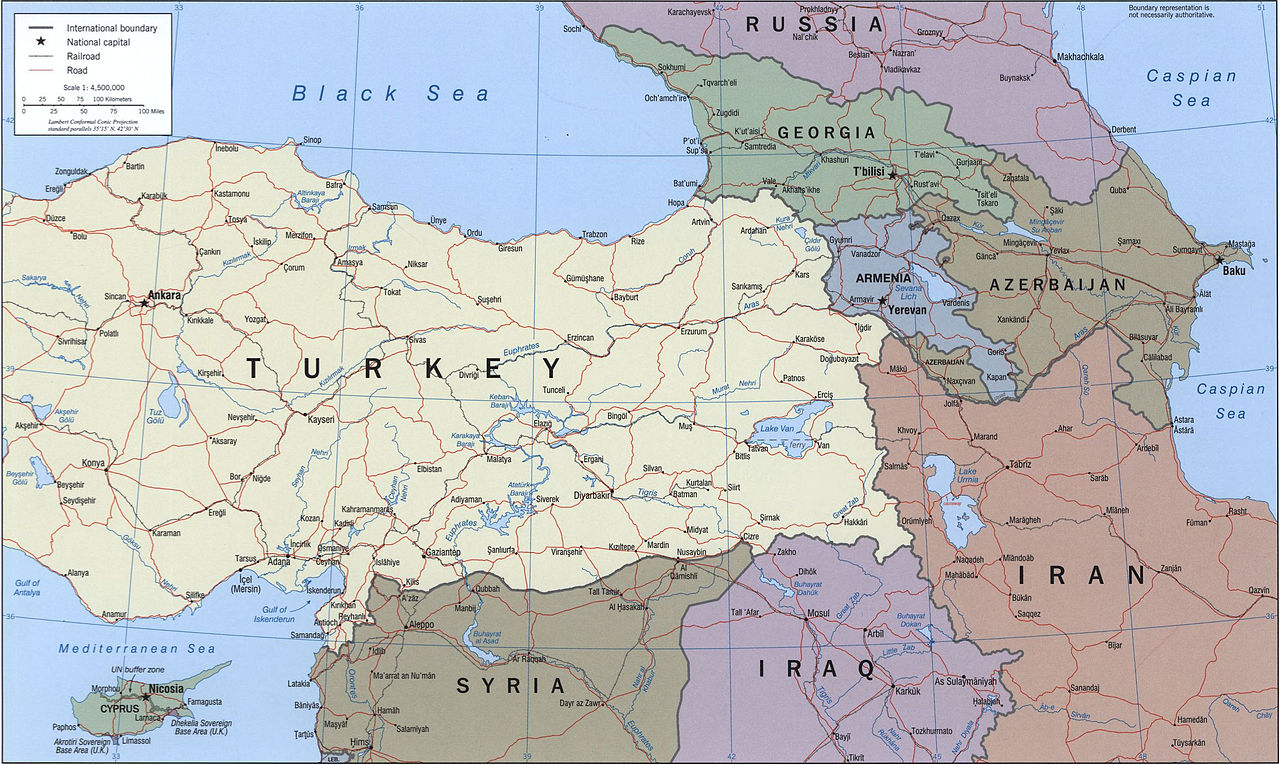 Russia, Turkey and the Caucasus Map