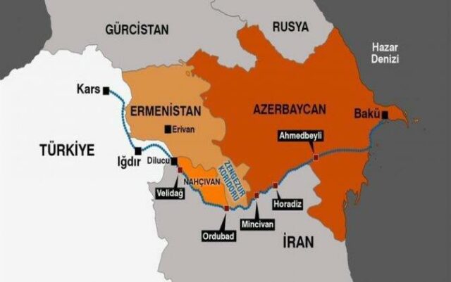 Zangezur Corridor between Nakhchivan and Azerbaijan