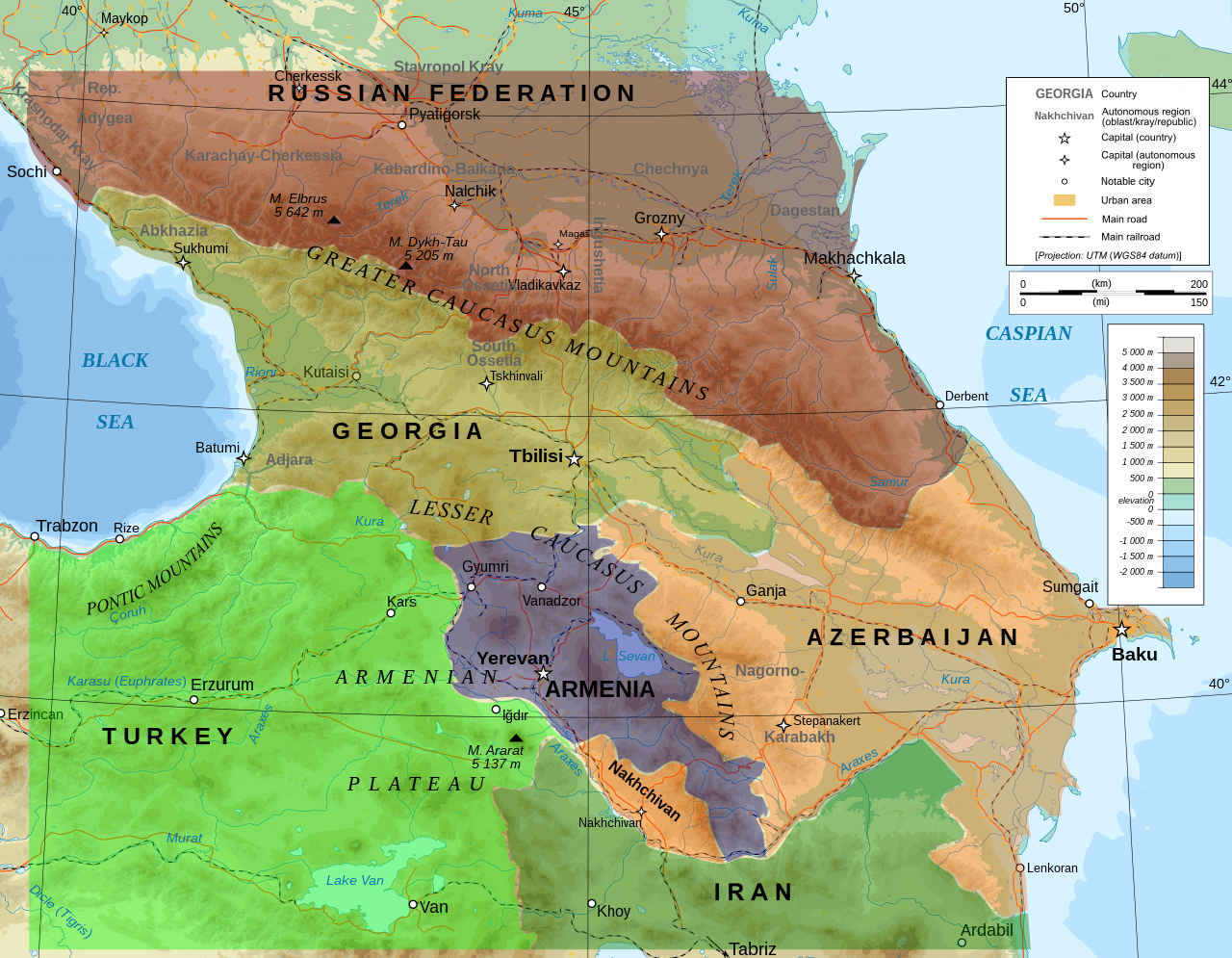 South Caucasus map